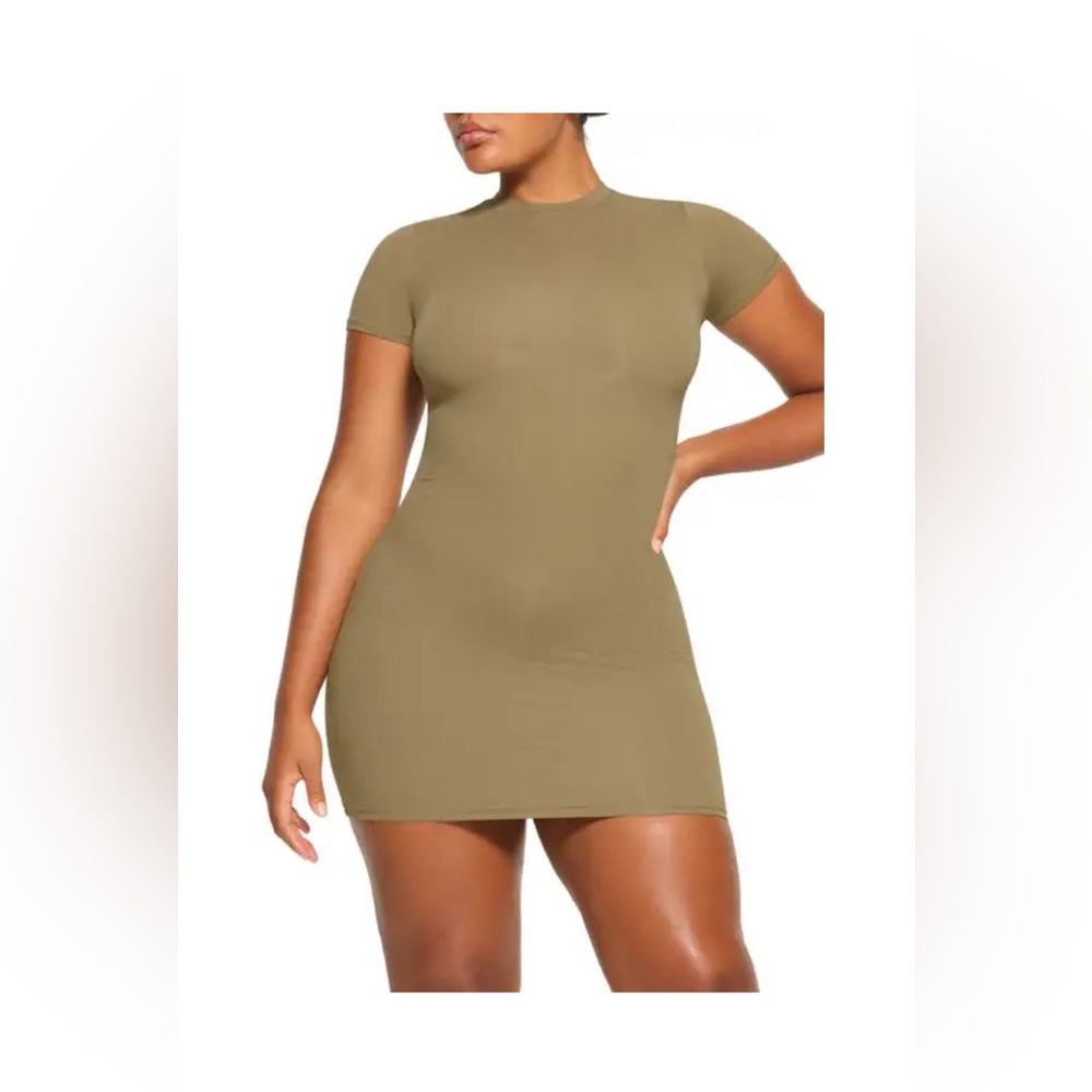 Skims Fits everybody T-shirt Mini Dress In Khaki